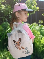Вышивка кота на рюкзаке