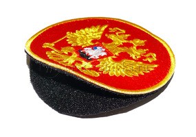 Нашивка на липучке Герб РОССИИ «Двуглавый орел», красный фон