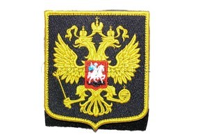 Шеврон на липучке Герб РОССИИ «Двуглавый орел», черный фон