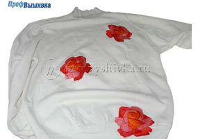 Вышивка роз на толстовках