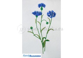 Вышивка красивых Васильков на одежде